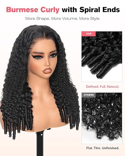 Miniatura 2 de Pull Go - Pelucas de cabello humano rizado birmano completo de 13x6, sin pegamento, pre despuntadas, pre cortadas, densidad 210, encaje frontal HD,