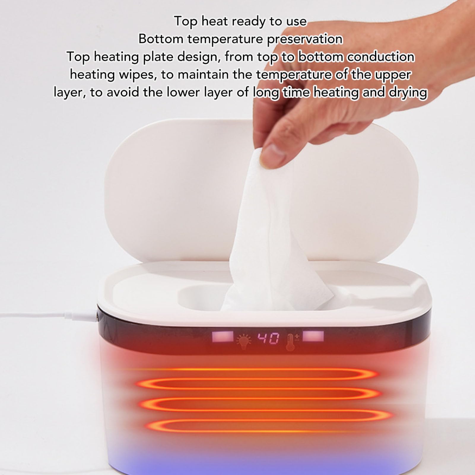 Baby Wipe Warmer with Night Light, Large Capacity Wet Wipes Dispenser, Fast Warm, 3 Modes Adjustable, Temperature Control, Portable Diaper Wipes Warmer for Newborn Baby