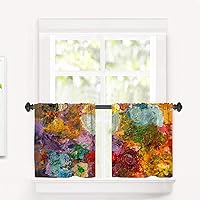 Vista 9 de Cenefas de cocina modernas con patrón de cobre marrón dorado para ventanas, cenefas opacas abstractas de marcas de arañazos y cortinas opacas