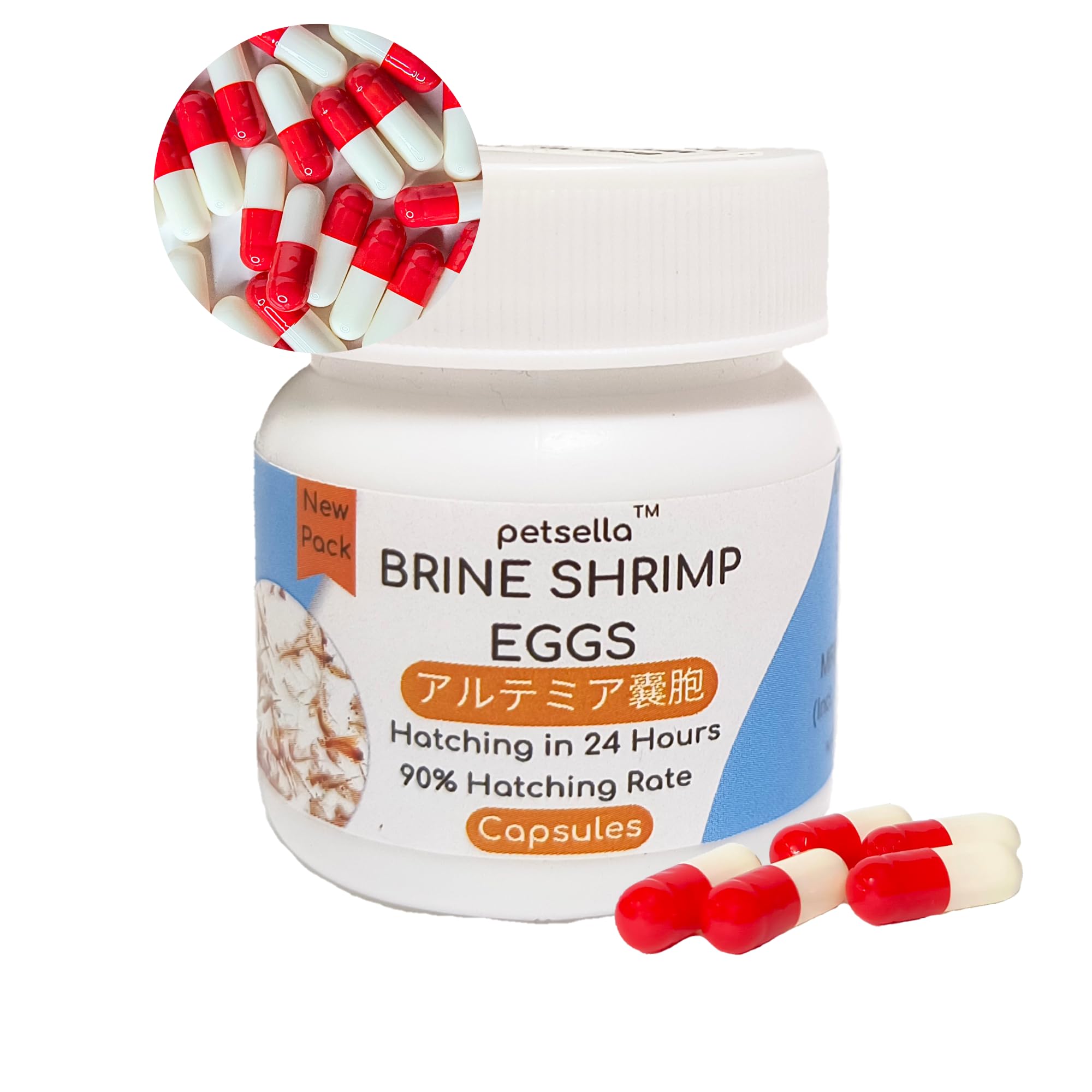 Artemia Cysts Brine Shrimp Eggs with 90% Hatching Rate in 24 Hours for Baby Fish (12 Capsules)