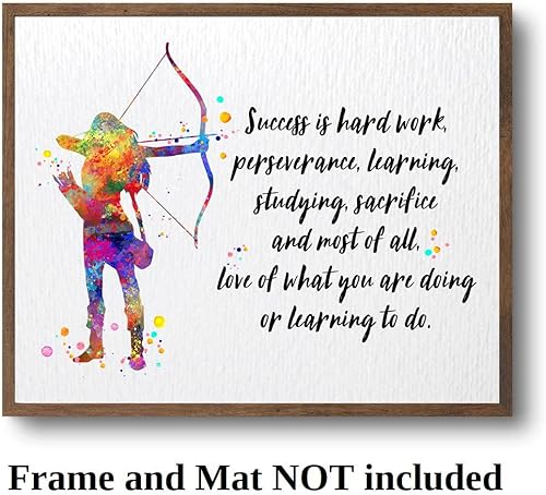 Miniatura 4 de Dignovel Studios 8 x 10 sin marco de tiro con arco deportivo niña acuarela impresión mujer flecha arco caza citas inspiradoras arte pared oficina