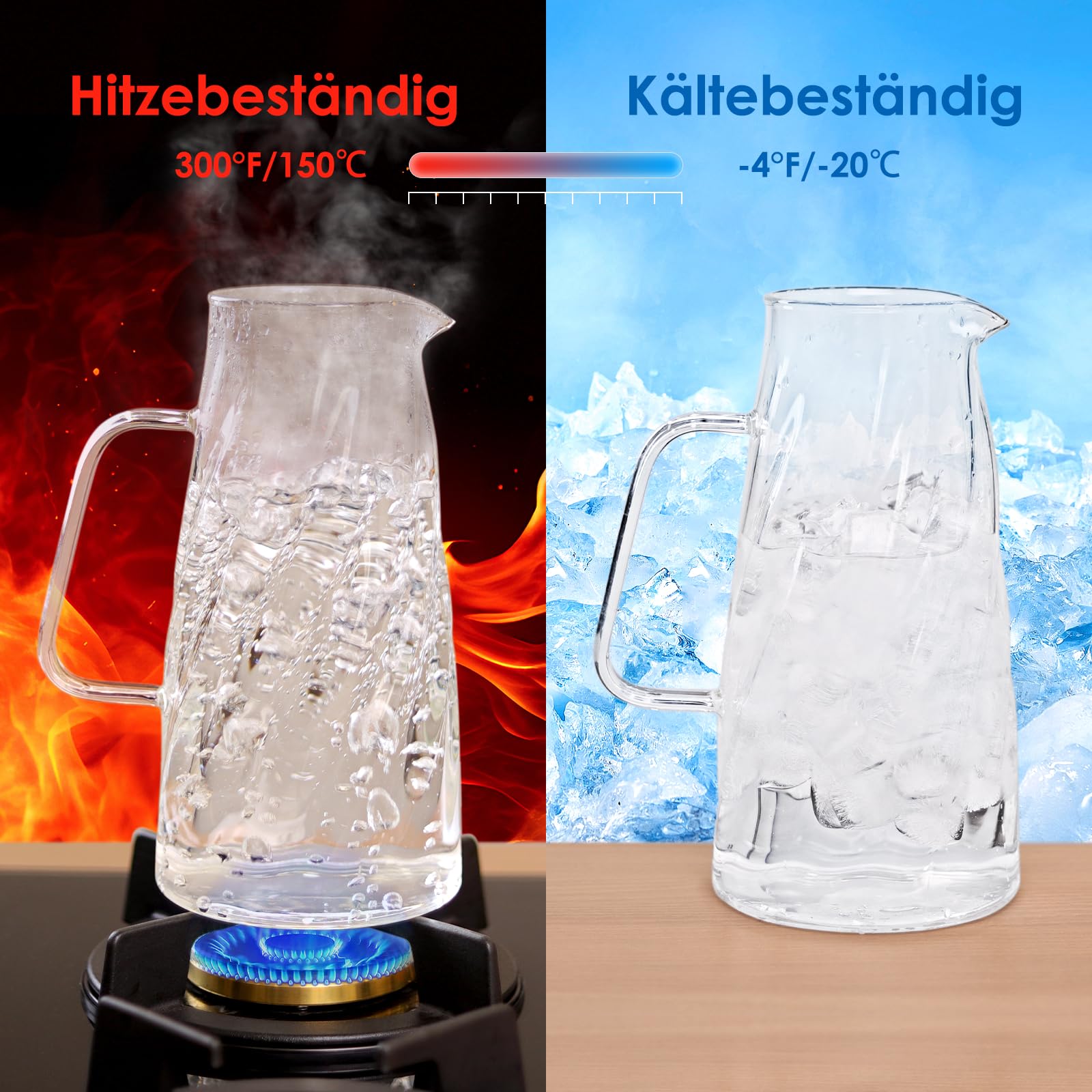 Brocca In Vetro Borosilicato 1.7L Con Coperchio - Per Bevande Fredde E Calde - Foto 4