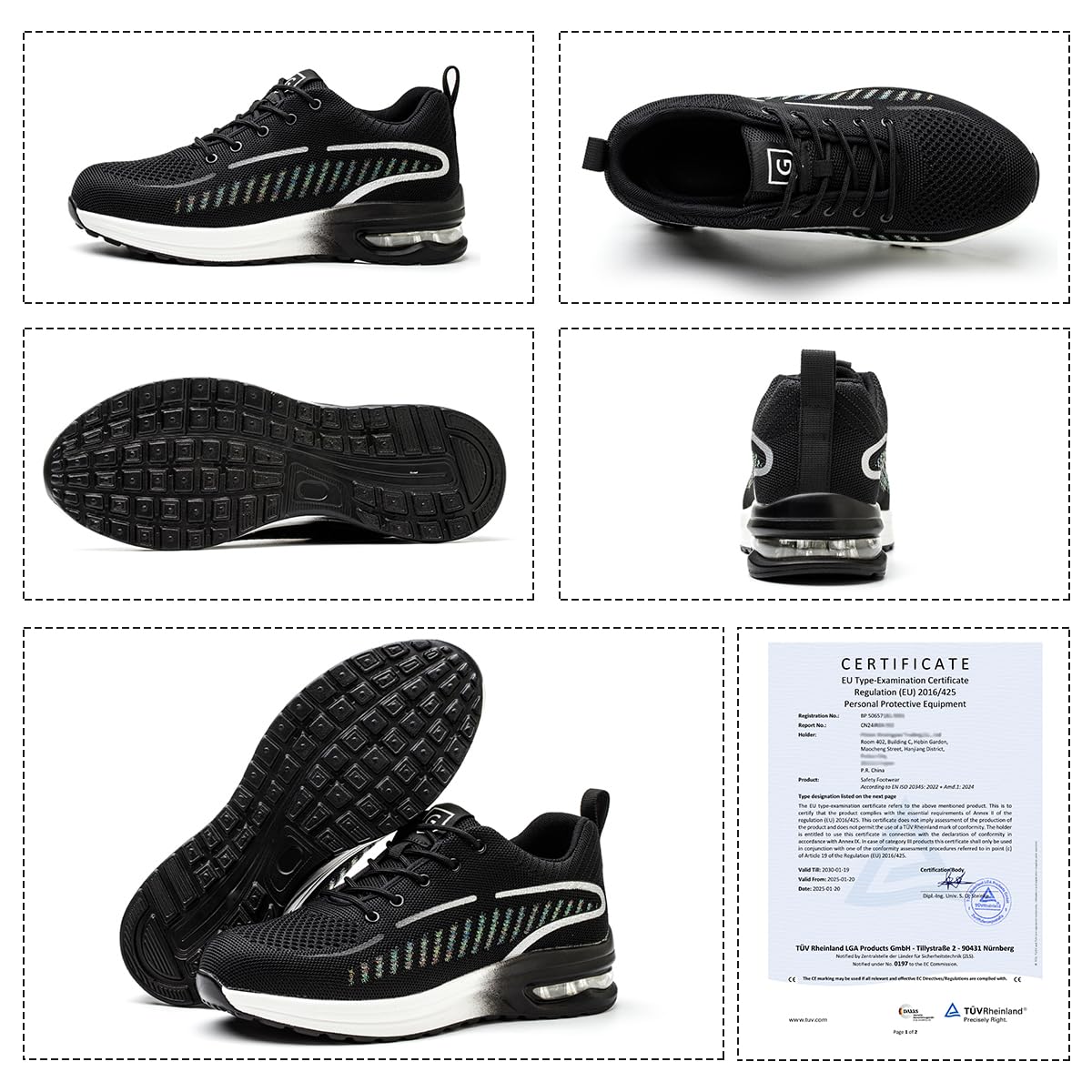 YEKOYIOO Scarpe Antinfortunistiche Uomo Donna Scarpe da Lavoro Leggere Comode Scarpe da Costruzione Antiscivolo Traspiranti Sneakers con Punta in Acciaio 38-46 EU