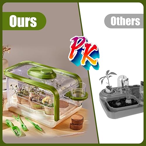 Miniatura 3 de Kit de cultivo de plantas para niños, kit de cultivo de invernadero de jardinería para niños con riego por goteo y luces de cultivo, kit de terrario