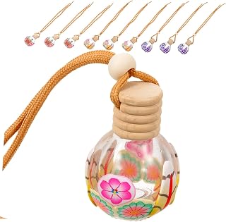 Totority 10 Peças Garrafa De Aromaterapia Para Carro Garrafa Difusora De Fragrância Garrafa De Perfume Vazia Para Pendurar Em Carro Difusor De Perfume Garrafa De Perfume De Vidro
