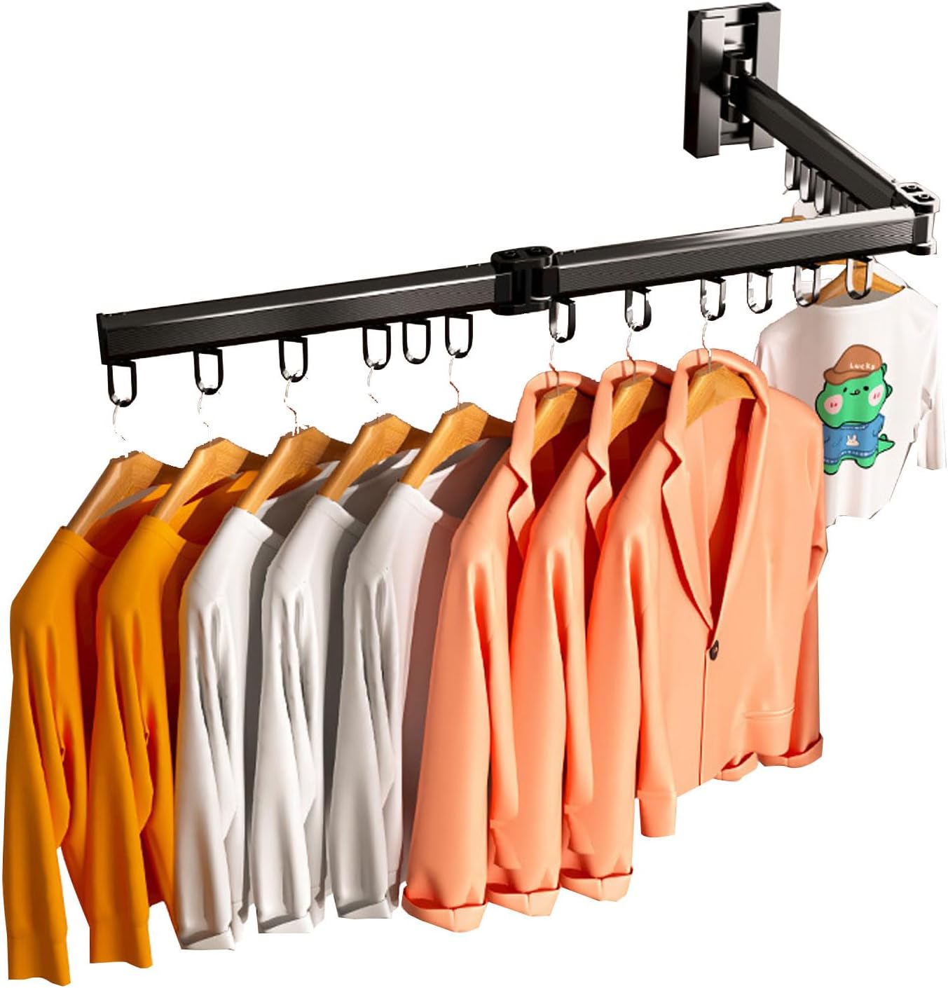 Laundry Room Clothes Drying Rack Wall Mounted, Laundry Drying Rack Foldable, Laundry Stand for Detergent Aluminum Alloy, Saves Space Garment Rack (Black 94cm/37in)