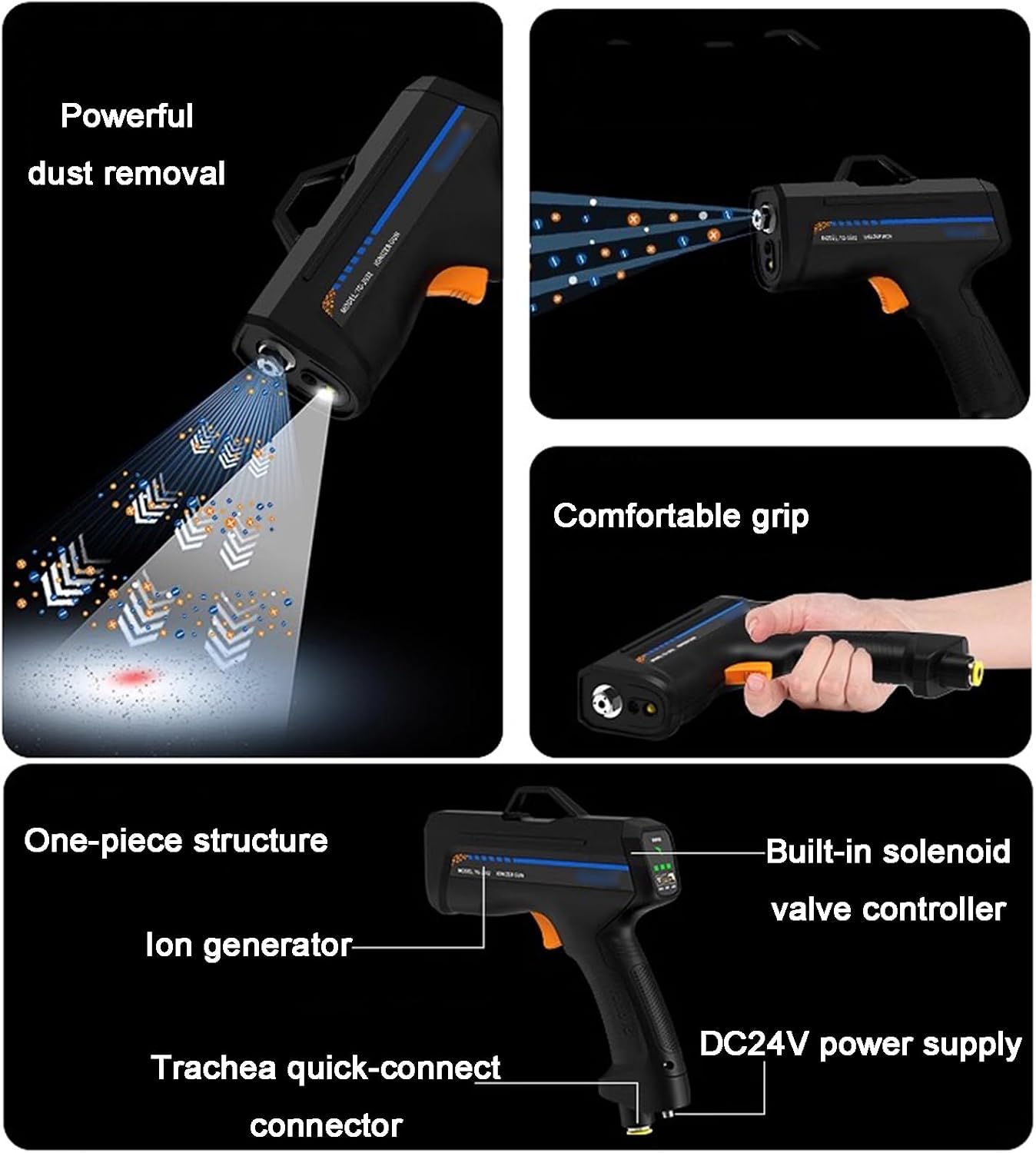 Handheld Ionizing Air Gun - Anti Static Gun with Dust Detection Light for Industrial Static Removal and Electronic Repair