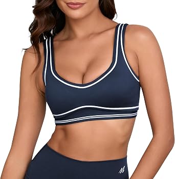 Women Sweetheart Padded Sports Bra- Workout Fitness Square Neck Low Back Yoga Bra