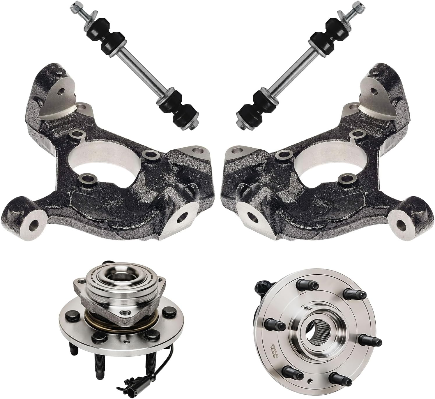 6pc Front Steering Knuckles Wheel Hub and Bearings Sway Bar Links Suspension Kit