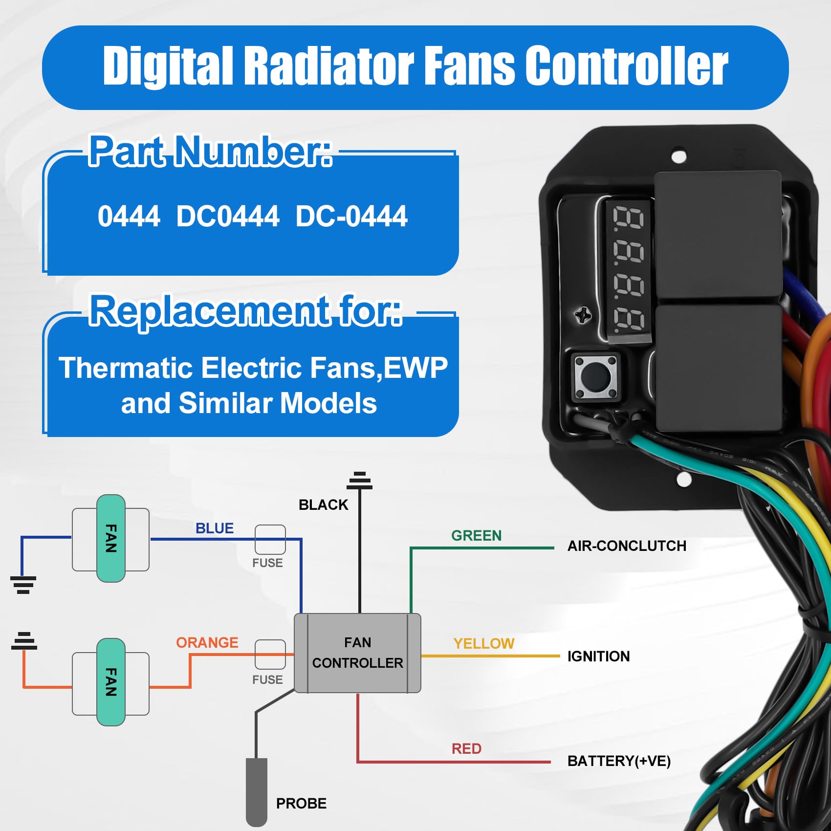 Snapklik.com : EXMIATOV Digital Radiator Fans Controller Swith,12V And ...