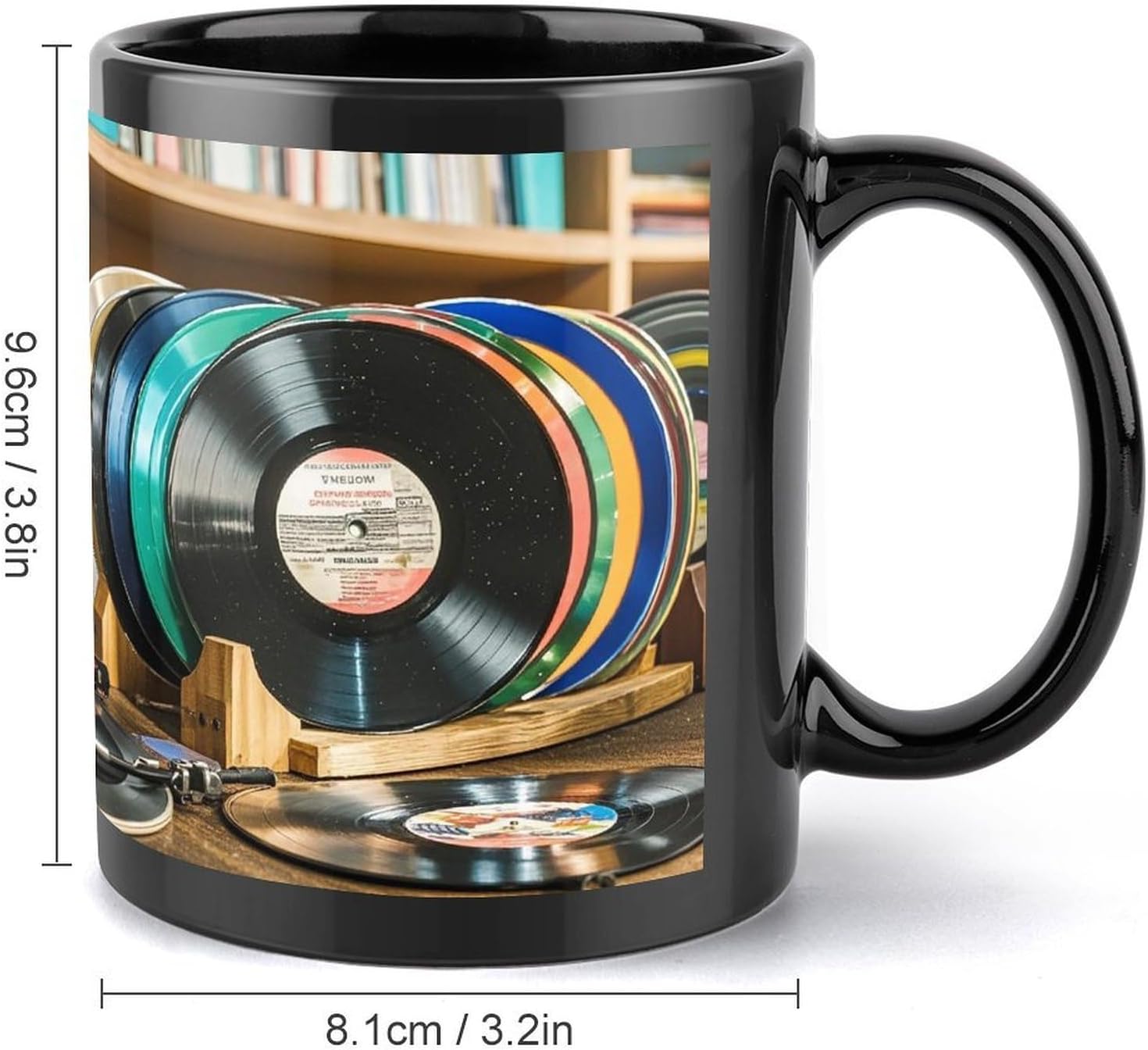 Vinyl Records Mugs for Men Women Modern Coffee Cups Ceramic Black Mug with Large Handles Novelty Tea Cup Cute Travel Mug Gifts for Home Office Party 12 Oz image 2