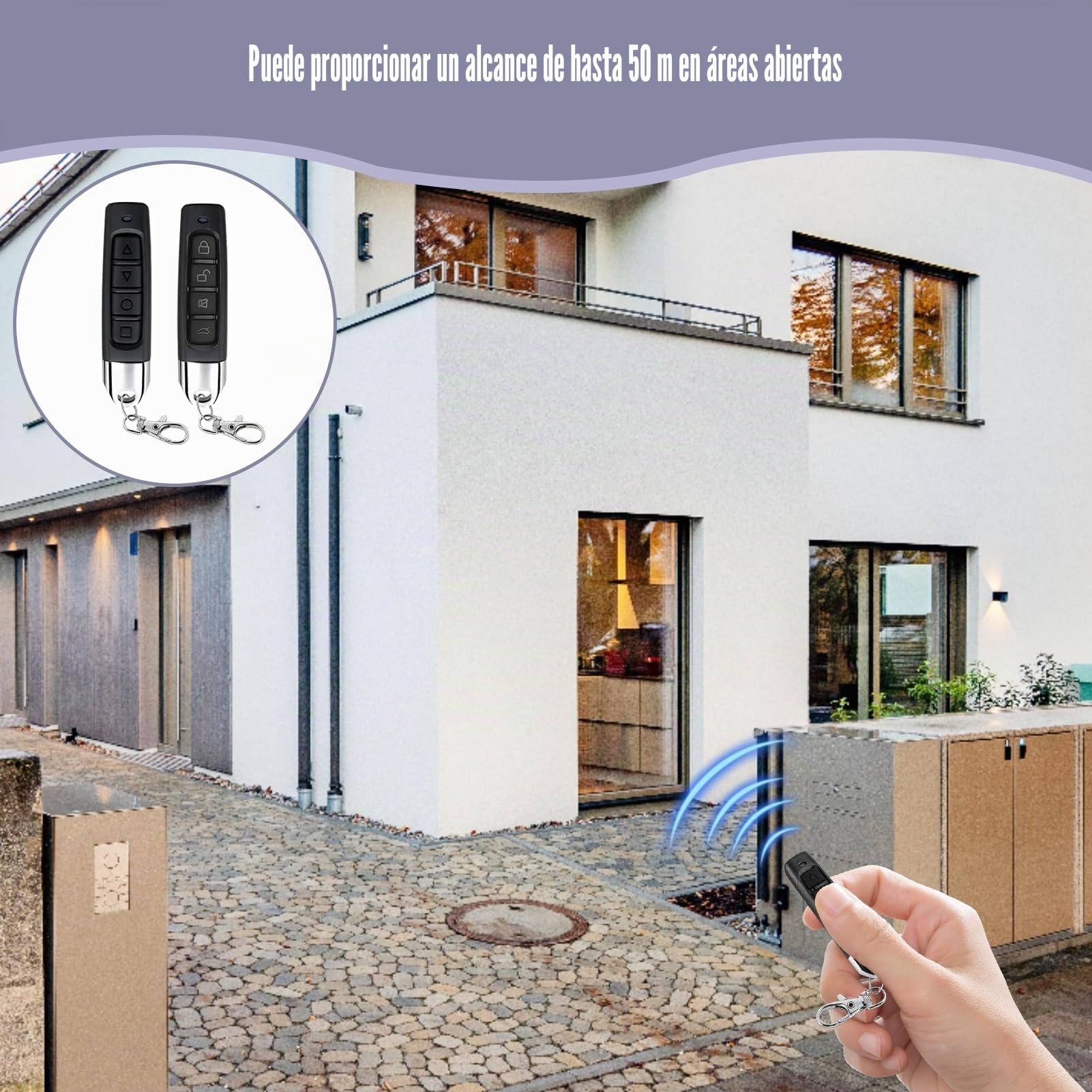 4 piezas 433 MHz Mando a distancia universal para puerta de garaje, interruptor remoto para puerta de garaje para clonar con 4 canales, emisor manual para puerta de garaje duplicador