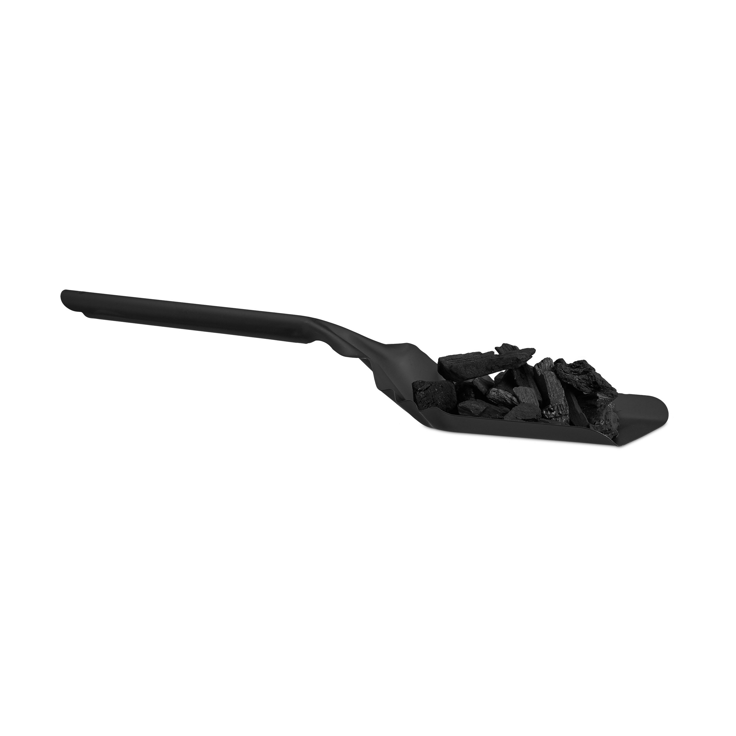 Relaxdays – 2 piezas Set de limpieza, para chimenea Cubo, pala para carbón, acero, tapa, asa, mango de madera, plano, resistente, 24 L), color negro