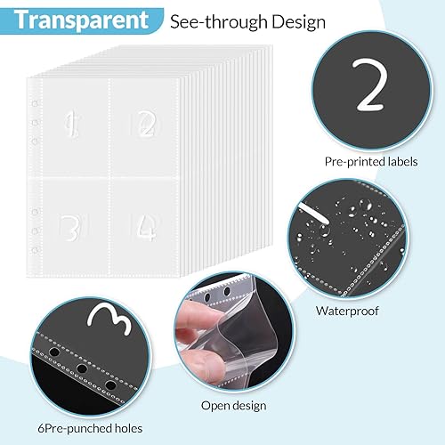 Miniatura 7 de SKYDUE Carpeta de desafío de 100 sobres, carpeta de presupuesto A5 para ahorrar dinero con sobres de efectivo, libro de desafíos de ahorro para