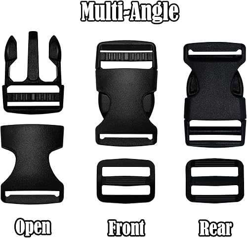 Miniatura 7 de Buckles for Straps 1 Inch, Quick Side Release Plastic Buckle Clip 6 Pack + Tri-Glide Slide Clip 12 PCS, Heavy Duty Dual Adjustable No Sewing,