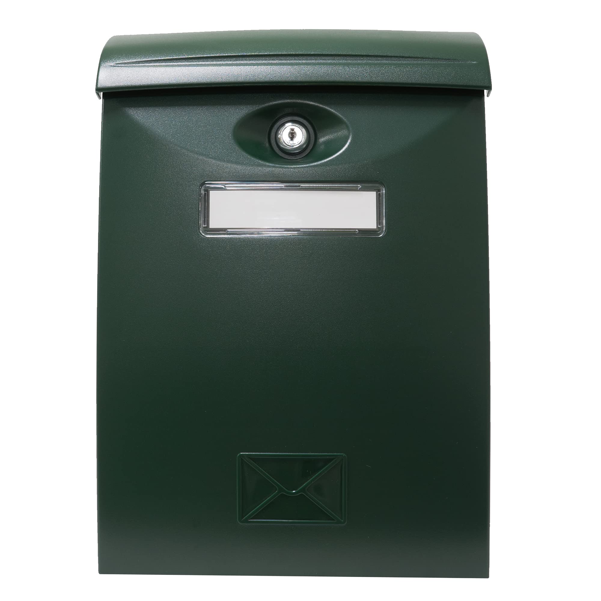 Amig - Letter Box Model 7 for Outdoor Use | Modern Design with Viewing Window | Easy Installation | Secure with Lock and 2 Keys | Ideal for DIN A4, Green, Plastic