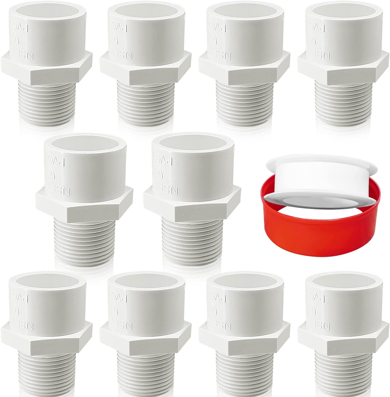 10Pcs White PVC Pipe Fittings, 1inch NPT Male Thread PVC Pipe Fitting Adapter Connector, PVC Pipe Coupling for Sch40 PVC Pipe, Socket x NPT Male