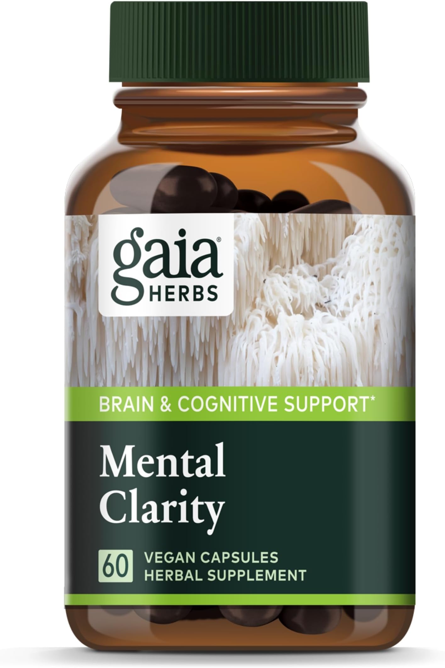 Gaia Herbs Mental Clarity Mushrooms & Herbs - Memory & Brain Supplement to Help Focus & Clarity - with Lion’s Mane, Cordyceps, Gotu Kola & Holy Basil - 60 Vegan Liquid Phyto-Capsules (30-Day Supply)