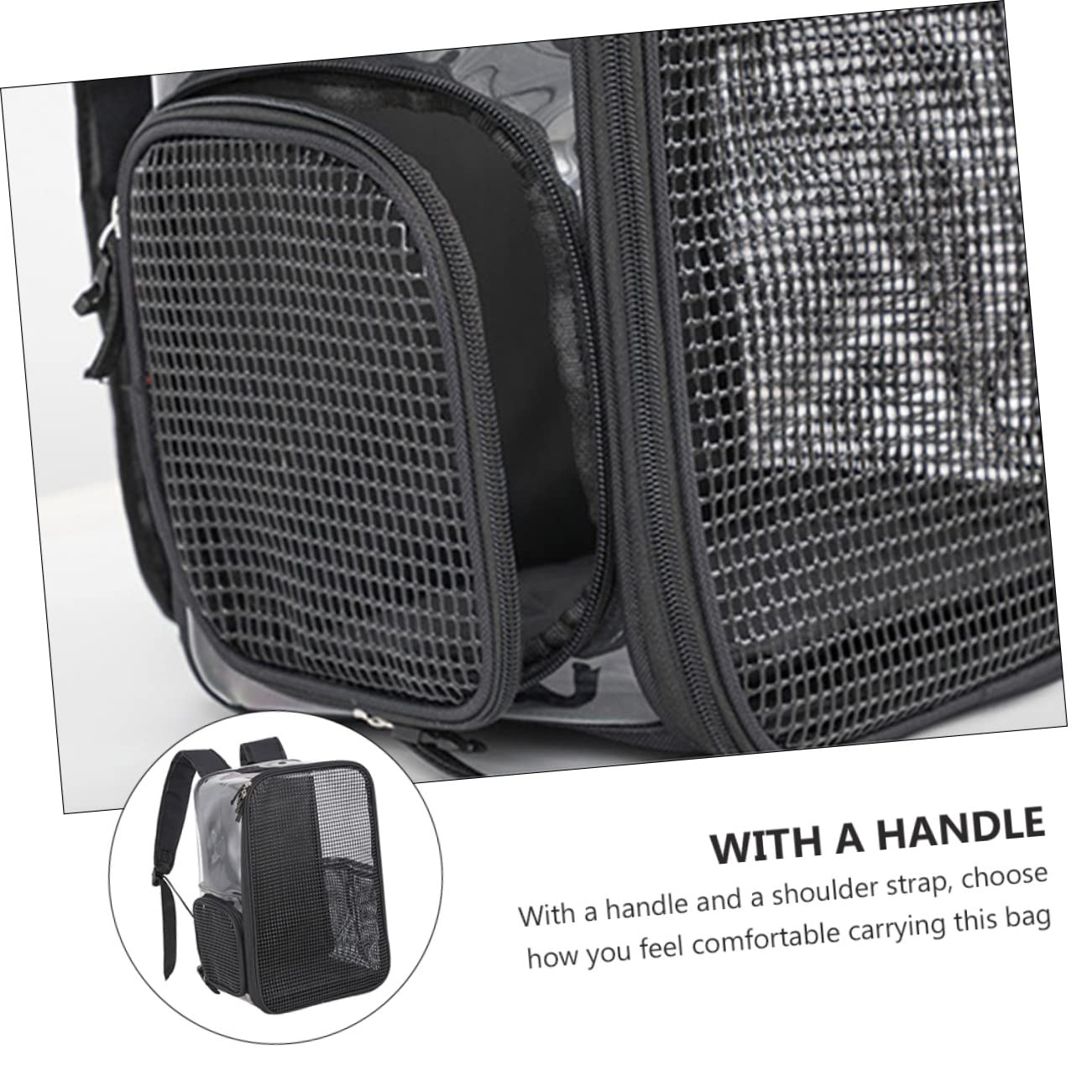 Trasportino per Gatti Zaino Trasparente Nero Oxford | Grande Capienza, Design Traspirante, Comodo da Portare, per Hiking e Cycling