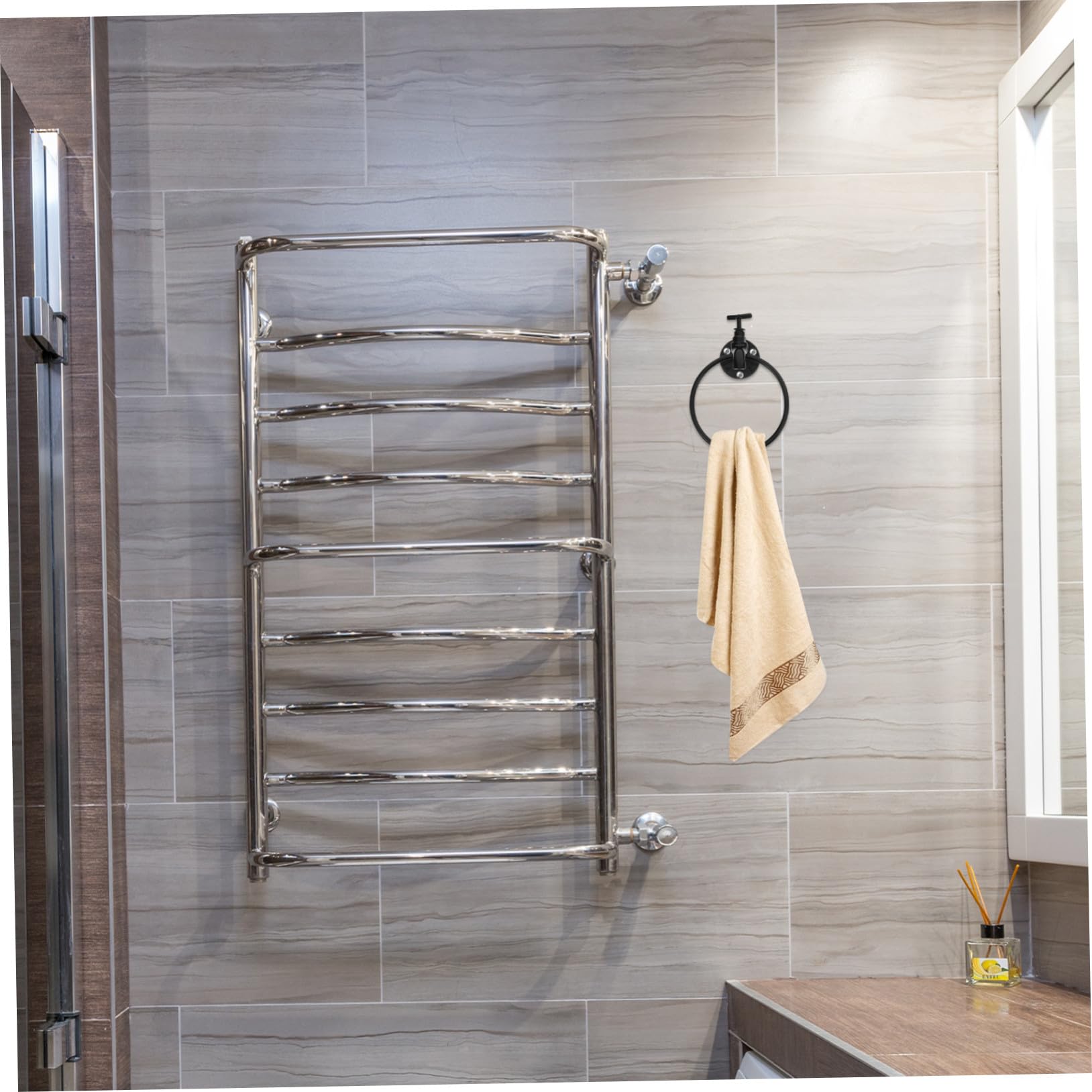 TOPBATHY Portasciugamani Parete in Ferro Nero Porta Strofinacci da Bagno Asta Portasciugamani per Cucina e Bagno
