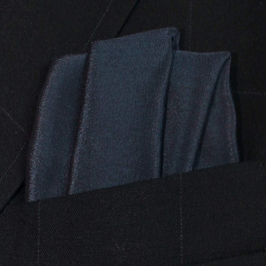 Royal Silk Fine Navy Blue 100% Silk Pocket Square Full-Sized 16"x16"