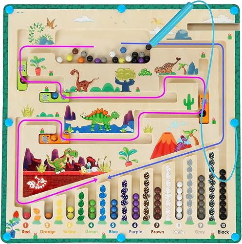 Laberinto magnético de color y números juguetes Montessori de 2 formas de juego para niños de 3 a 5 años, clasificación y conteo de colores de