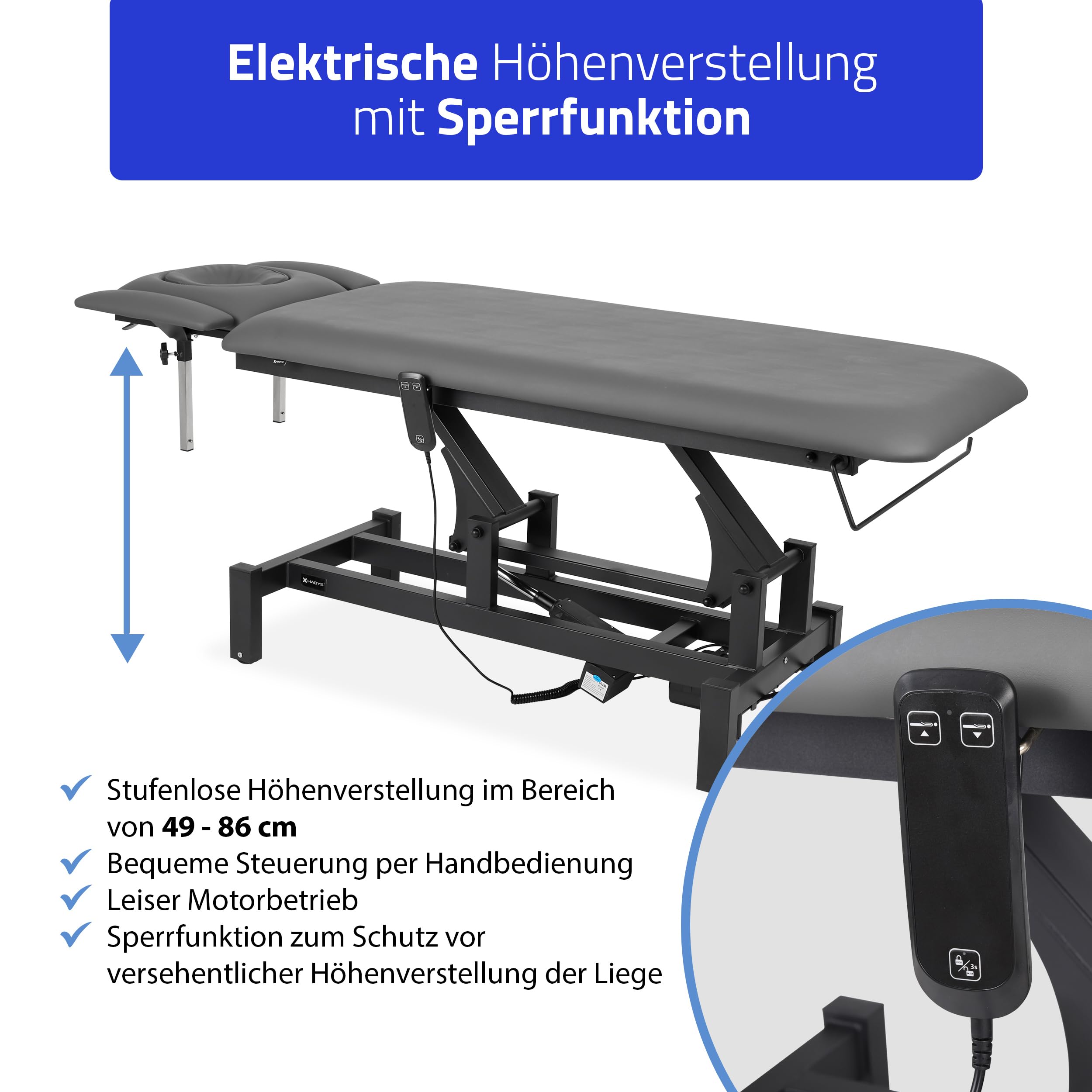 Massageliege Elektrisch mit 4-Segmente, Elektrische Massageliege Höhenverstellbar 192 x 68cm, Kosmetikliege Elektrisch bis zu 200 kg, Massagebank für Therapieliege mit Fernbedienung, Fortis 2 Ergo