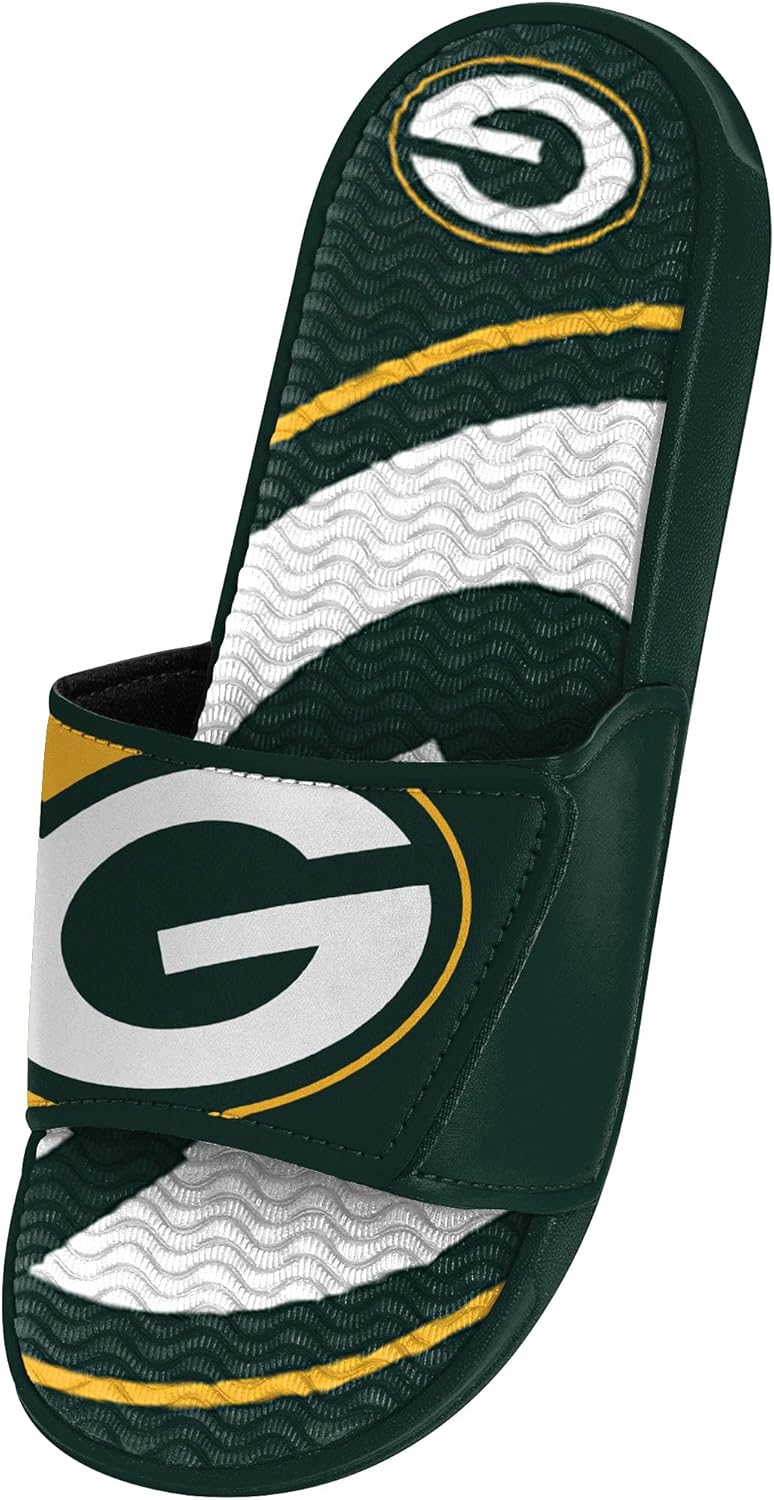 FOCO mens NFL Team Logo Athletic Sport Shower Flip Flop Sandals Gel Slides