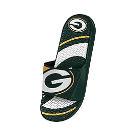 FOCO Green Bay Packers NFL Mens Colorblock Big Logo Gel Slides - L