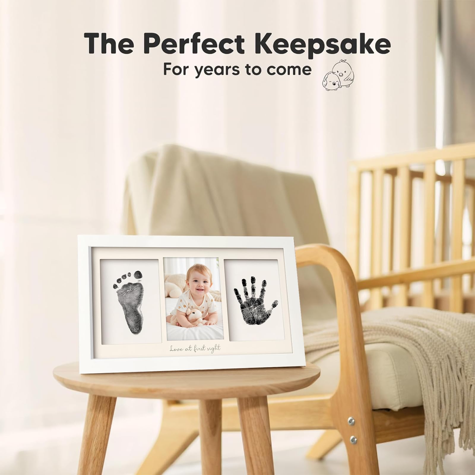 PANYI Empreinte Main Pied Bebe Cadre Empreinte Bébé Souvenir Bebe Comprend 1 Tampon Encreur et 3 Cartes Tampon avec Instructions Convient aux Nouveau-nés, Baptêmes, Fêtes Prénatales