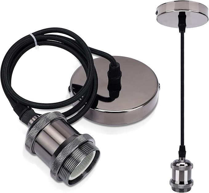 Powice Metall Lampenaufhängung E27 Mit Kabel - Höhenverstellbar & Retro-Design Für Deckenlampe