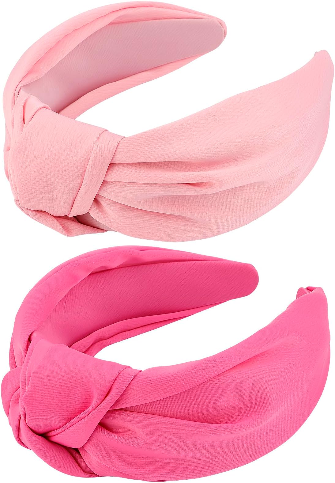 Headbands, 2 Pcs Wide Knotted Hairbands for Women in Pink and Red, Satin Hair Accessories for Washing Face, Hairbands for Women, Hairband Gifts for Women Gilrs