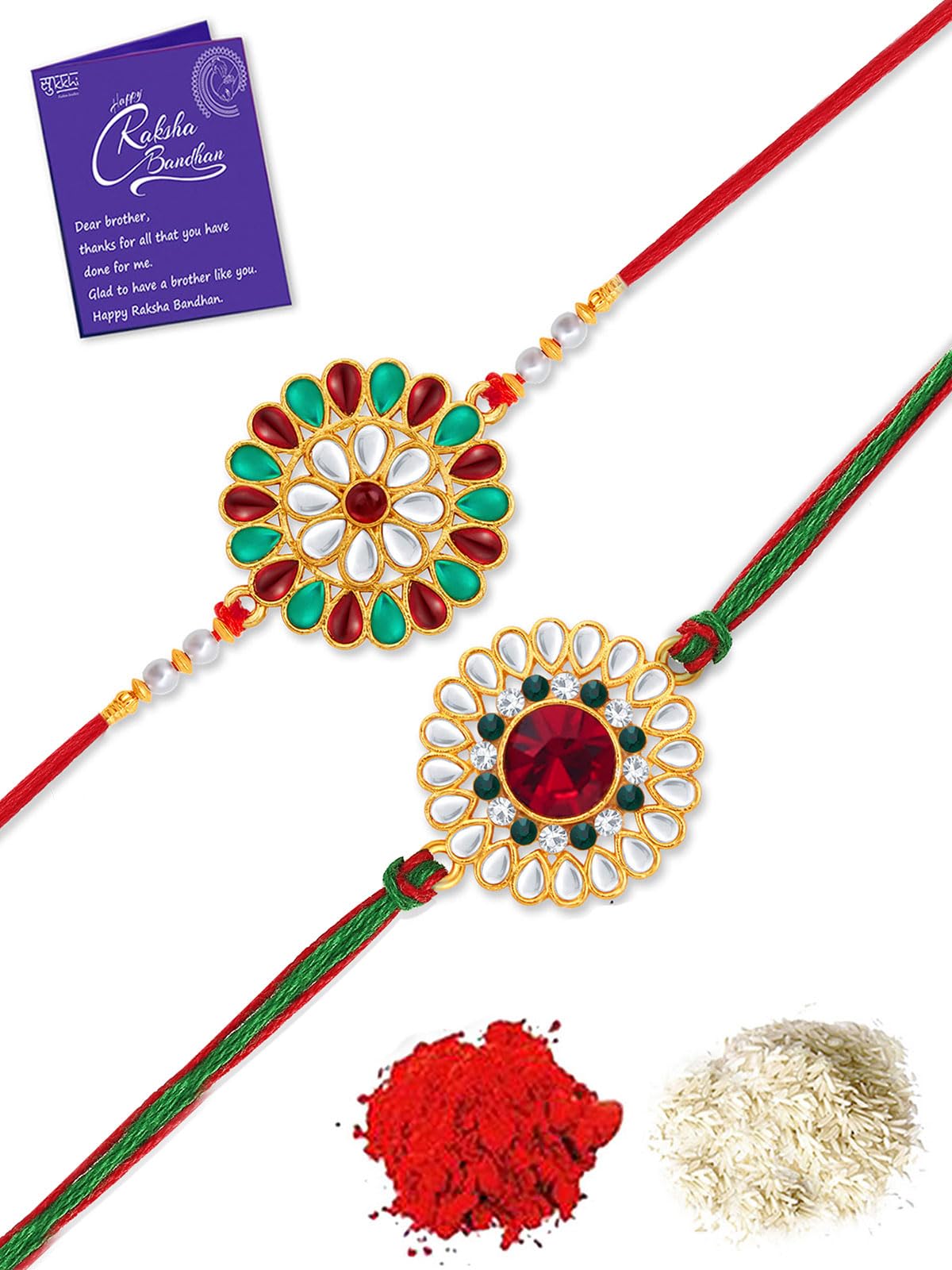See full amazon price history chart for Sukkhi Rakhi Charming Kundan Rakhi Combo & Designer Gold Plated Premium Rakhi for Brother, Roli Chawal & Greeting Card|Rakhi for Bhaiya|Rakhi for MEN|Kundan Rakhi|Rakhi Combo-Set of 2 |CBRAK105027 Sukkhi Rakhi Charming Kundan Rakhi Combo & Designer Gold Plated Premium Rakhi for Brother, Roli Chawal & Greeting Card|Rakhi for Bhaiya|Rakhi for MEN|Kundan Rakhi|Rakhi Combo-Set of 2 |CBRAK105027 (B0C7W44NTC) Amazon Price History, Amazon Price Tracker