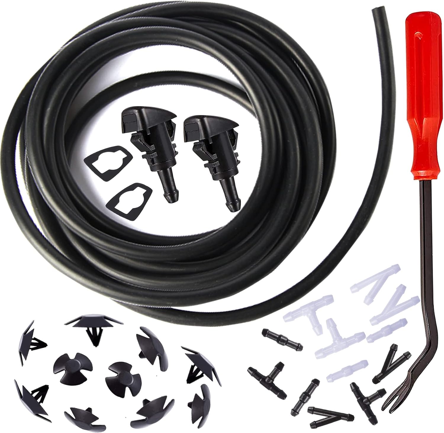 Windshield Washer Sprayer Nozzles Hose Kit 4 Meters