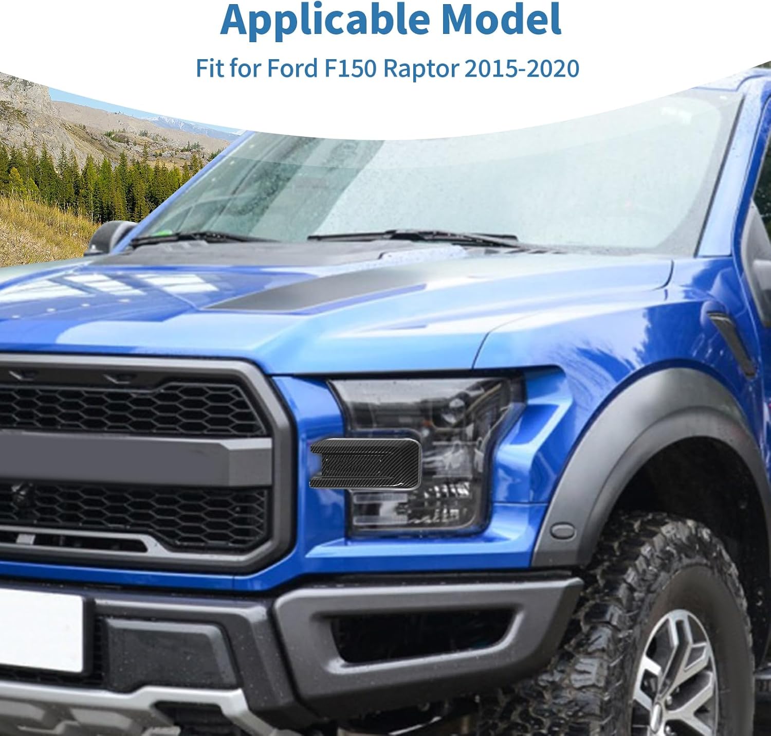 for F150 Raptor Front Bumper Trim Cover Fit for Ford F150 Raptor 2015-2020 Black Carbon Fiber Exterior Accessories 2pcs