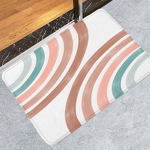 Miniatura 10 de Tapete de baño con diseño de mariposas y flores rosadas, tapete de baño, tapete de goma antideslizante y absorbente con diseño floral retro, tapete