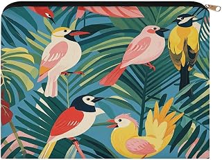 Tropical Birds And Plant Leaf Aesthetic Makeup Bag Cosmetic Bag with Zipper | Cute Makeup Pouch & Toiletry Bag for Women Lightweight Skincare Organizer