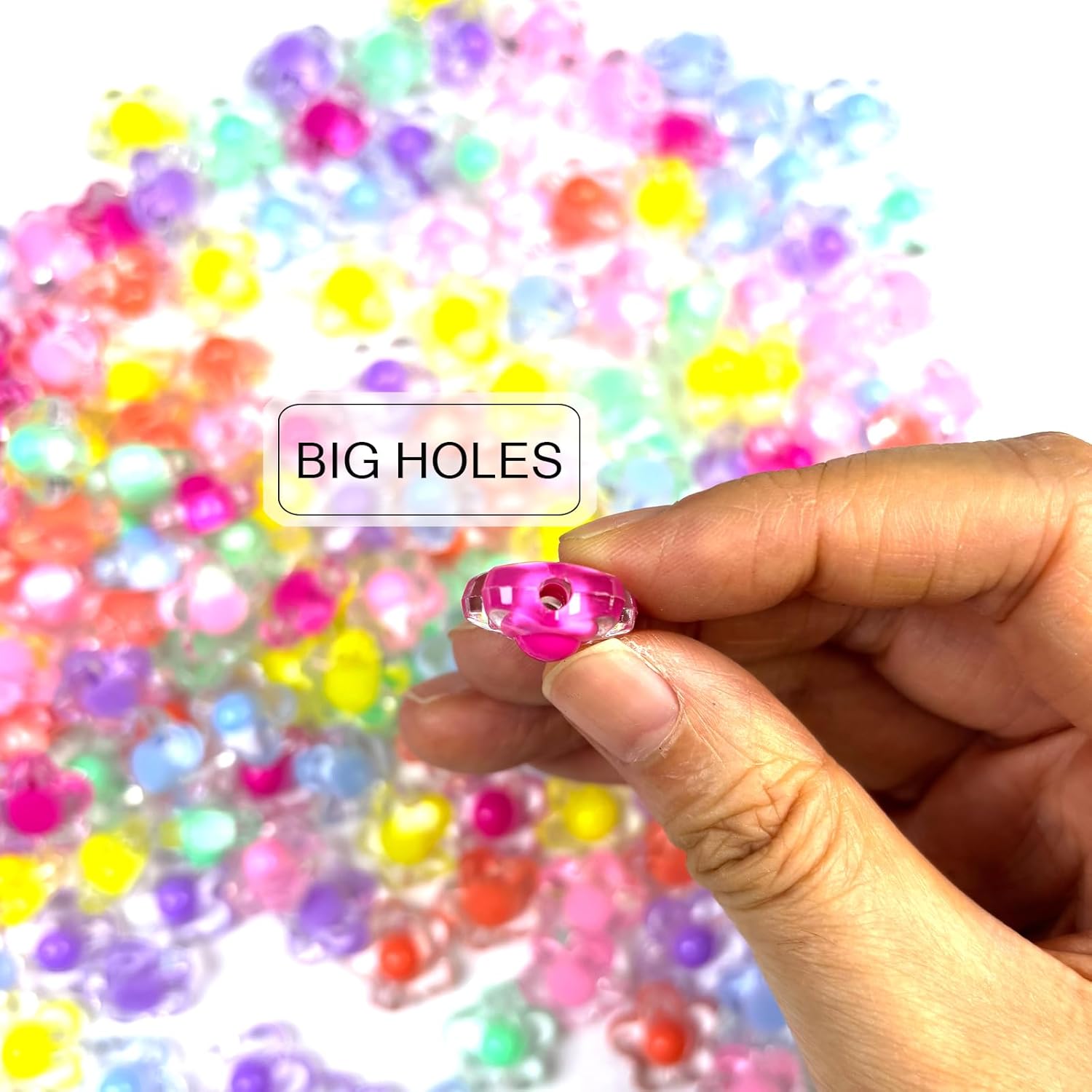 100pcs Acrylic Flower Beads for Bracelets, Mix Candy Colors Flower Beads for Jewelry Making Handmade DIY Bracelet, Necklace, Charms Keychain Craft Supplies - Image 3