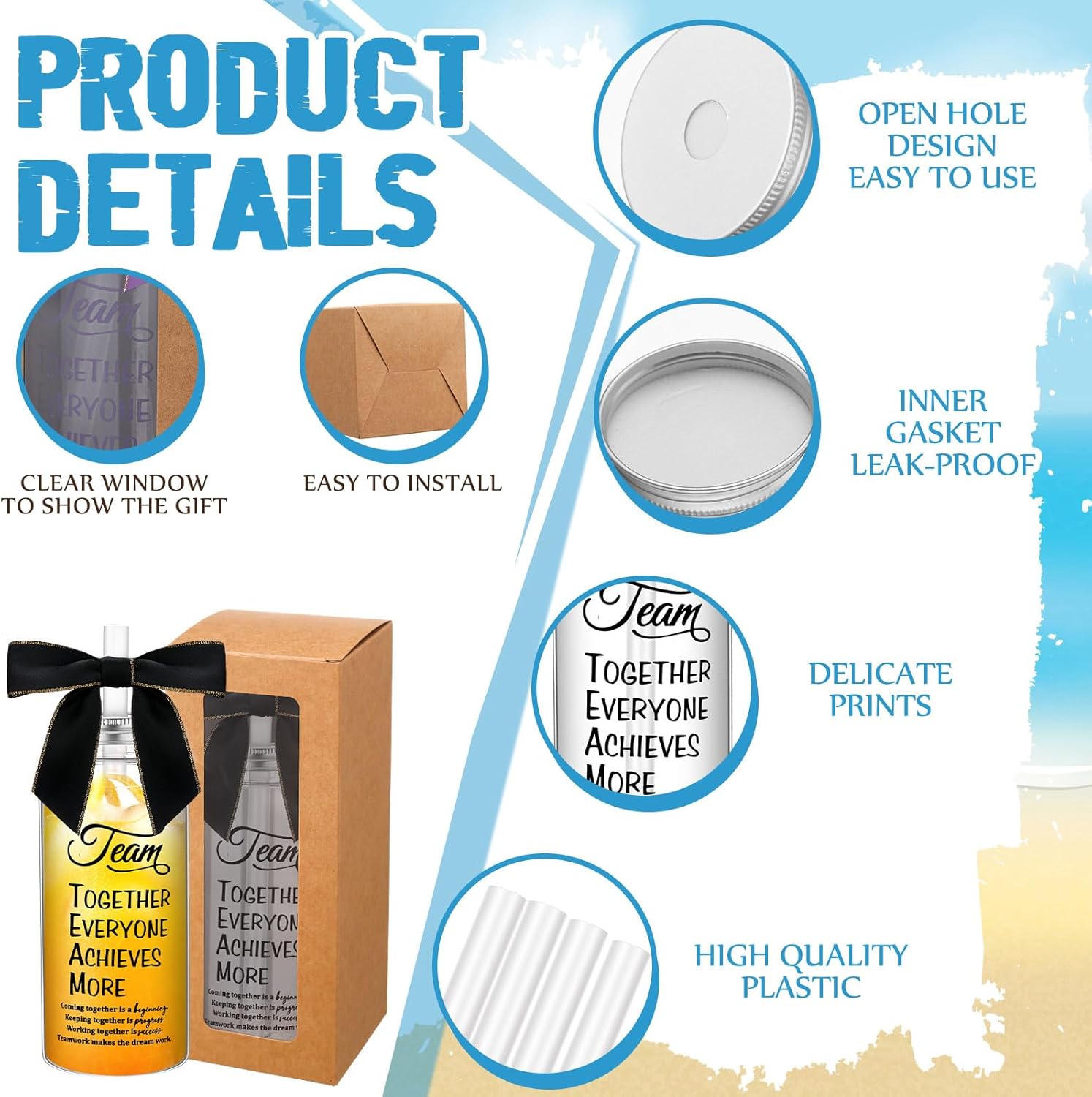 Skylety 24 Sets Valentine's Day Team Appreciation Plastic Cups with Lids Straws and Bows Team Together Everyone Achieves More Bulk 14oz Cups Inspirational Gift for Coworkers Colleagues Employees Staff - Image 3