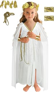 6Pcs Kids Greek Toga Costume Set Halloween Cosplay Roman Goddess Grecian Outfit for Children