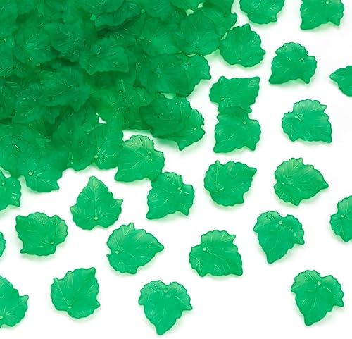 Miniatura 45 de Craftdady Dijes de cuentas de hojas de arce transparentes, colgantes colgantes de adorno para colgar, bonitos dijes para collares, pulseras, Hoja