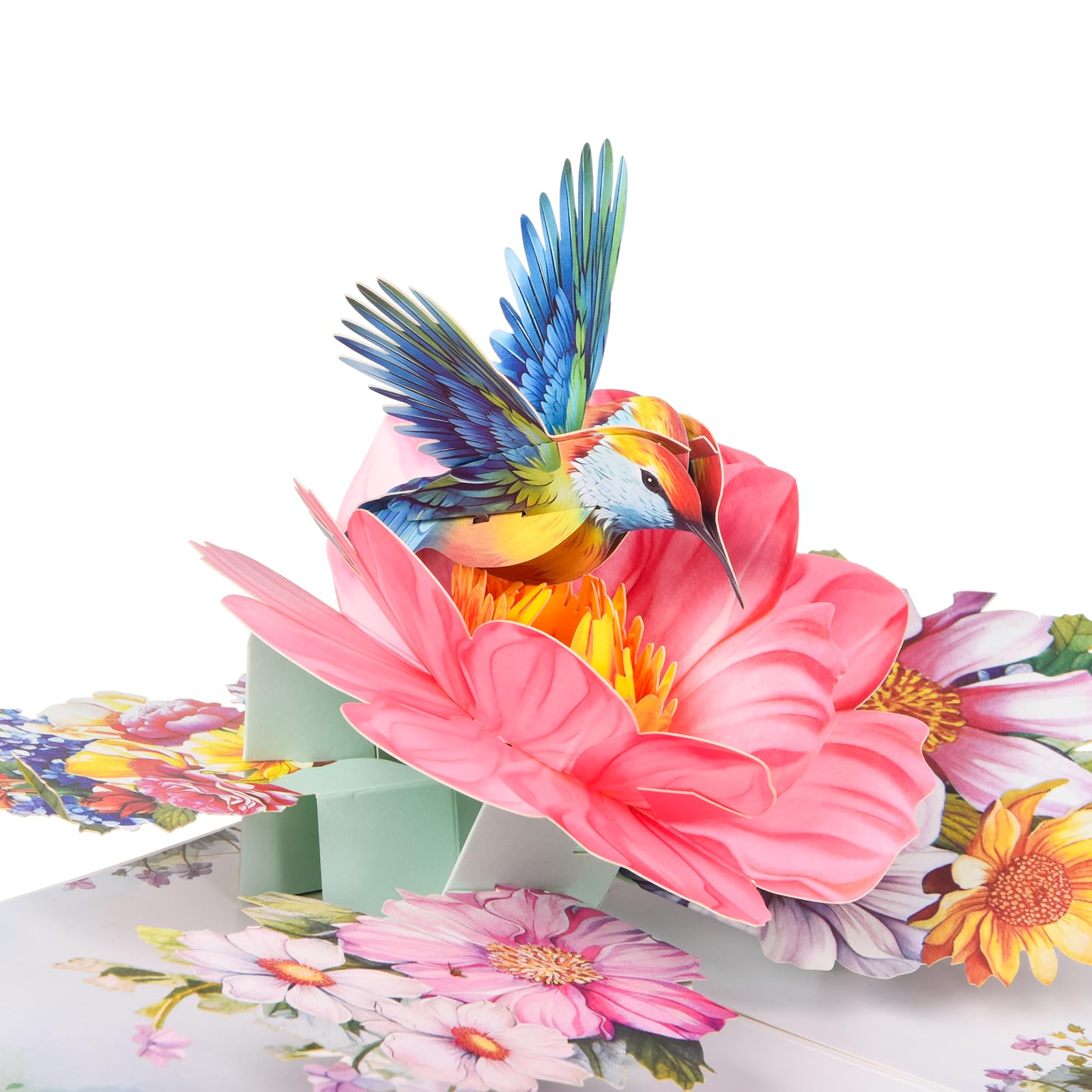 3D pop-up greeting card,Paper Craft with Laser Cut Details hollowed out paper carving floral Hummingbird in Bloom design,Handmade Greeting Card Pop up cards are suitable for all occasions - with