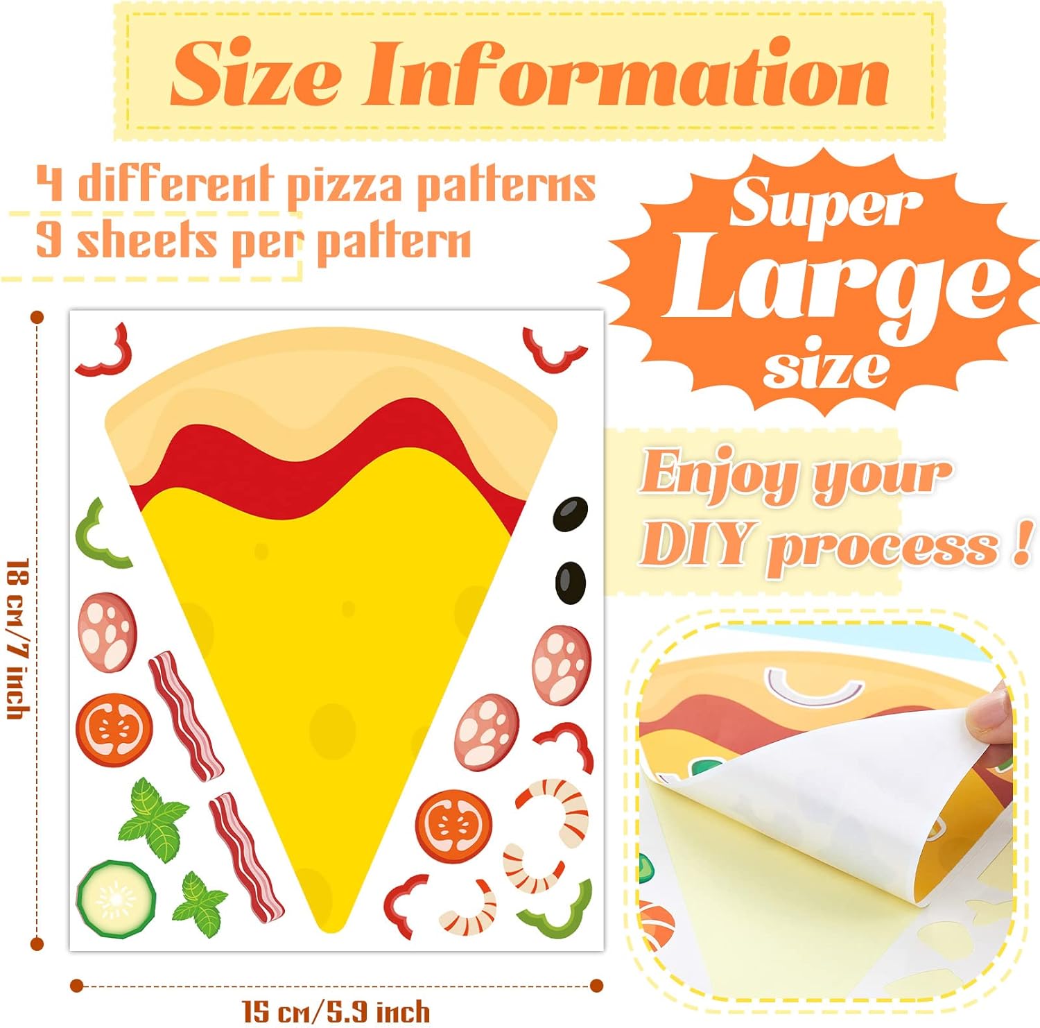 36 Sheets Make a Pizza Stickers, Make Your Own Pizza Stickers Crafts Party Supplies Turtle Party Decorations Turtle Favors for DIY Arts Birthday Games Family Night