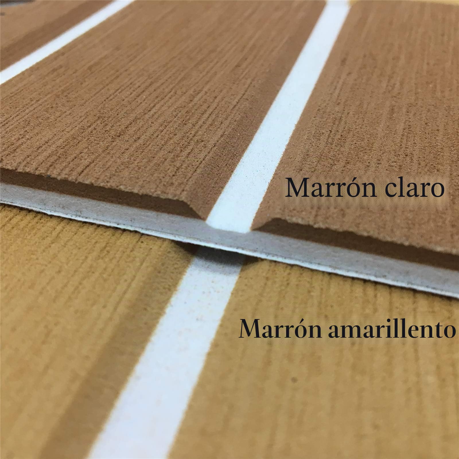 240cm x 90cm EVA Marino Cubierta Teca Sintetica Suelos para Barcos Yate (Amarillo Marrón con Blanco)