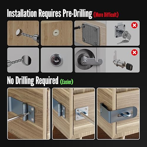 Miniatura 5 de Pestillo de cerrojo para puerta, hierro sólido de 90 grados, cerradura de seguridad para cajón, cerrojo de bloqueo de puerta extra grueso con