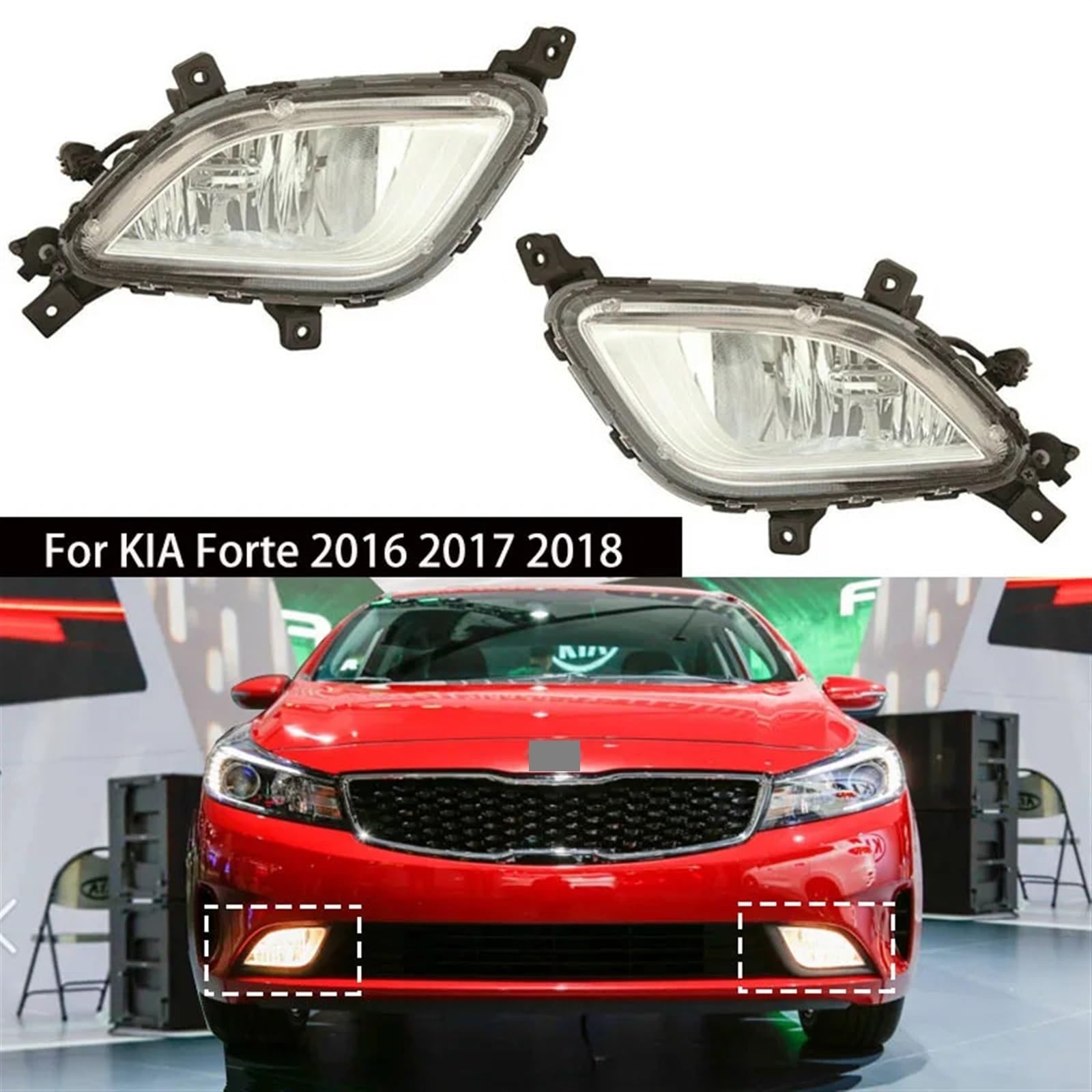 Windzerdong Auto Front Bumper Fog Light For kias Forte 2016 2017 2018 Car Fog Light Running Light Signal Lights 92201-A7500 92202-A7500(Left and Right)