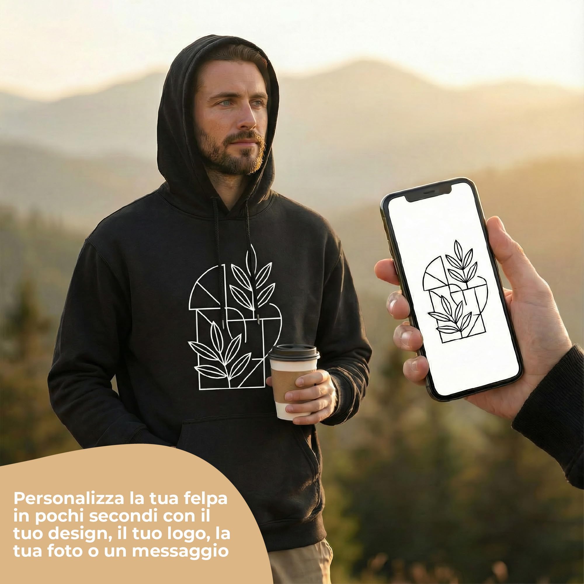 Cimpress Felpa Personalizzata con Cappuccio da Uomo, Taglie S–2XL, Stampa Fronte con Logo, Testo o Immagine, Ideale per Eventi, Promozione, Regali e Uso Invernale