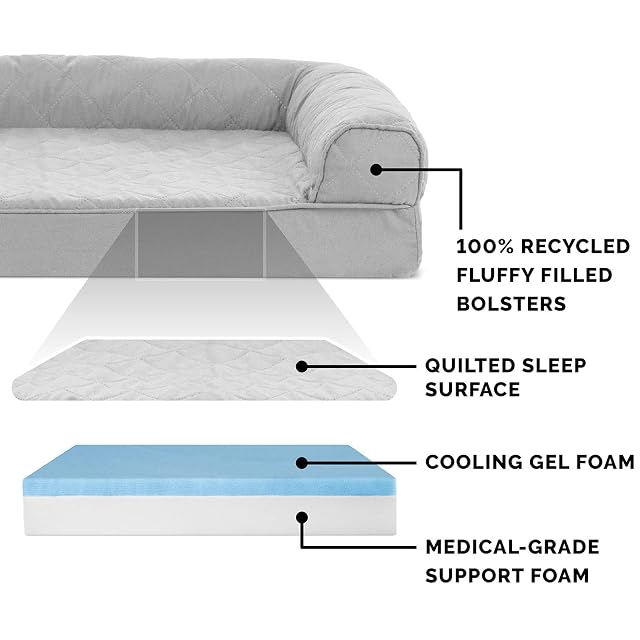 Foto 3 de 8 de Furhaven Cama de gel refrescante para perros grandes con refuerzos extraíbles y funda lavable