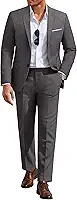 Ternos masculinos de 2 peças, ajuste clássico, 2 botões, conjuntos de ternos casuais, blazer e calça social para casamento, negócios, formatura