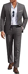 Ternos masculinos de 2 peças, ajuste clássico, 2 botões, conjuntos de ternos casuais, blazer e calça social para casamento, negócios, formatura